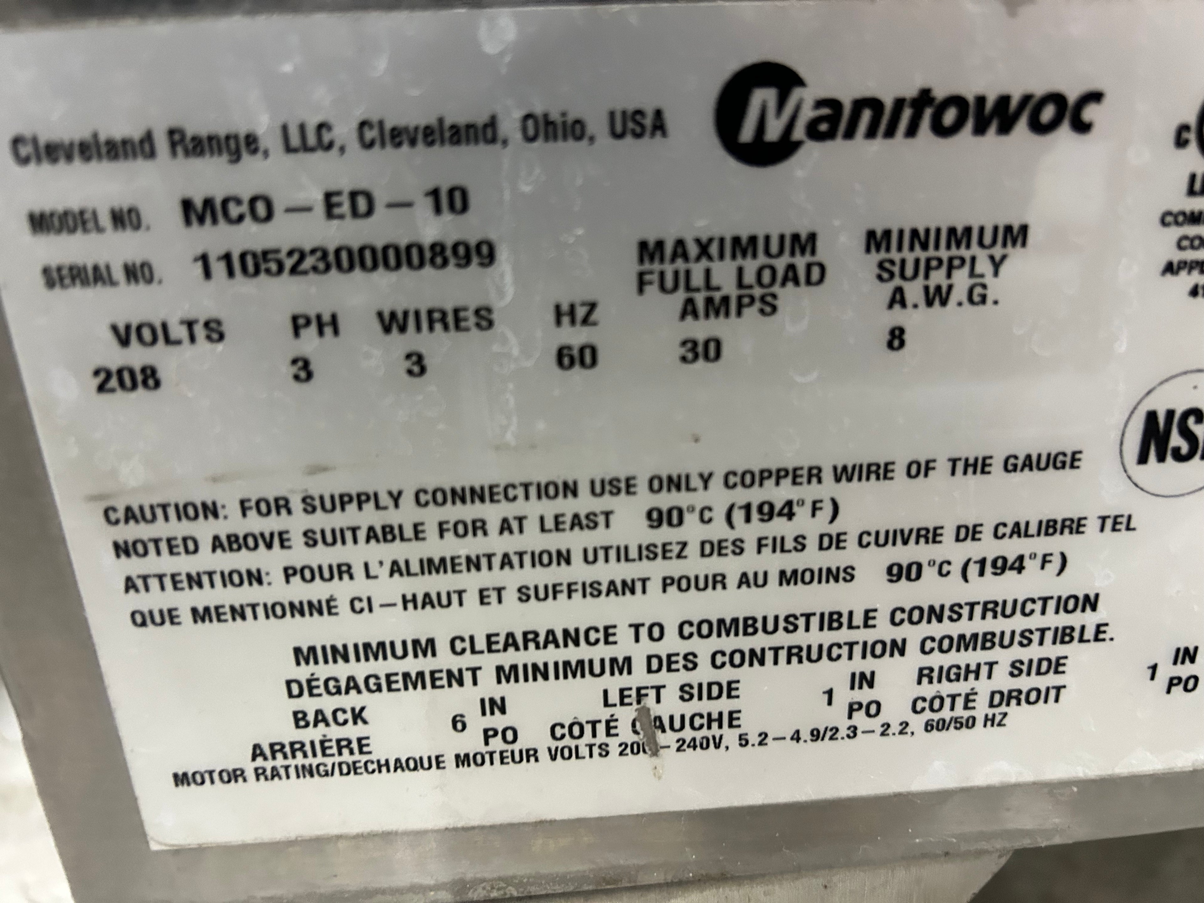 Garland MCO-ED-10 Electric 208V Double Stack Convection Oven - View-Through Doors, Legs