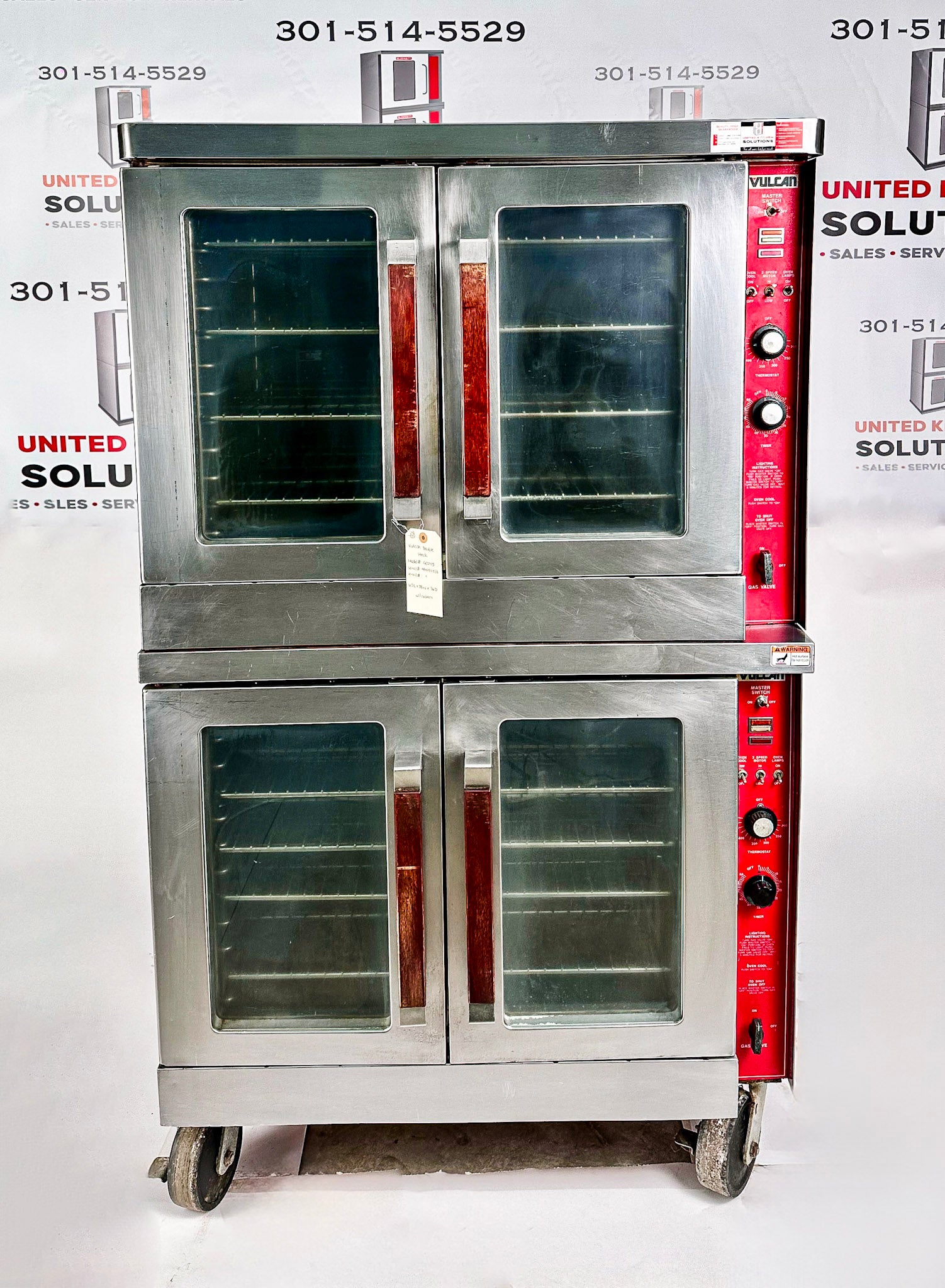 Vulcan GC045 Natural Gas Double Stack Convection Oven - View-through Doors on Casters