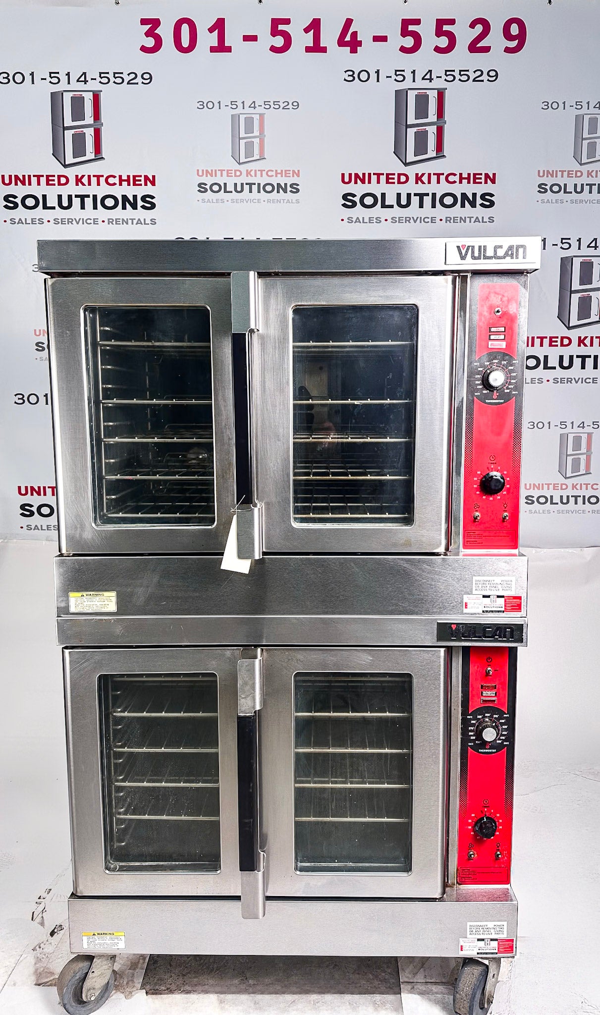 Vulcan VC4GD Natural Gas Double Stack Convection Oven - View-through doors on Casters