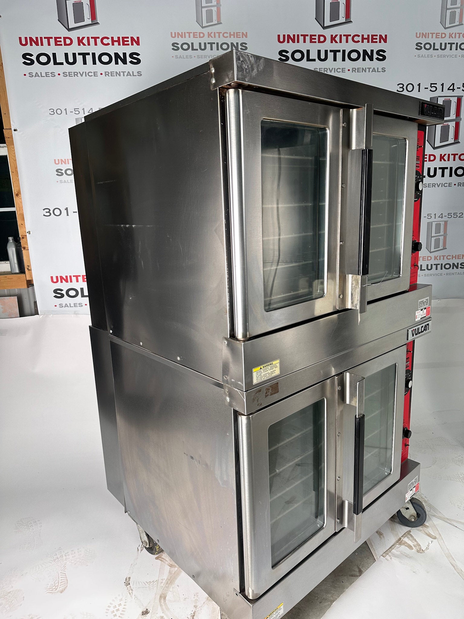 Vulcan VC4GD Natural Gas Double Stack Convection Oven - View-through doors on Casters