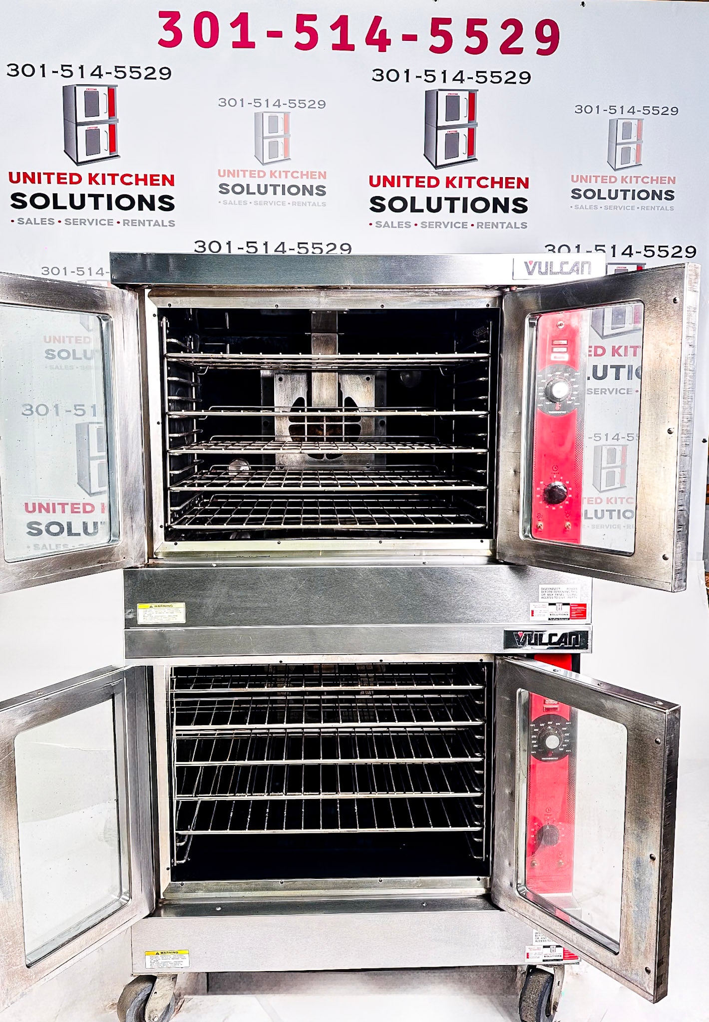 Vulcan VC4GD Natural Gas Double Stack Convection Oven - View-through doors on Casters