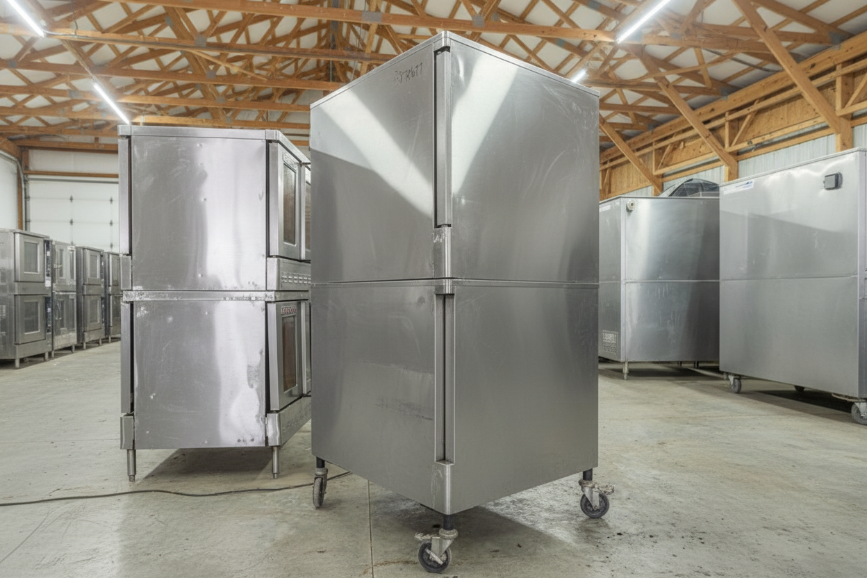 Blodgett Zephaire 100/200 Natural Gas Double Stack Convection Oven – Standard Controls Metal Doors, Casters