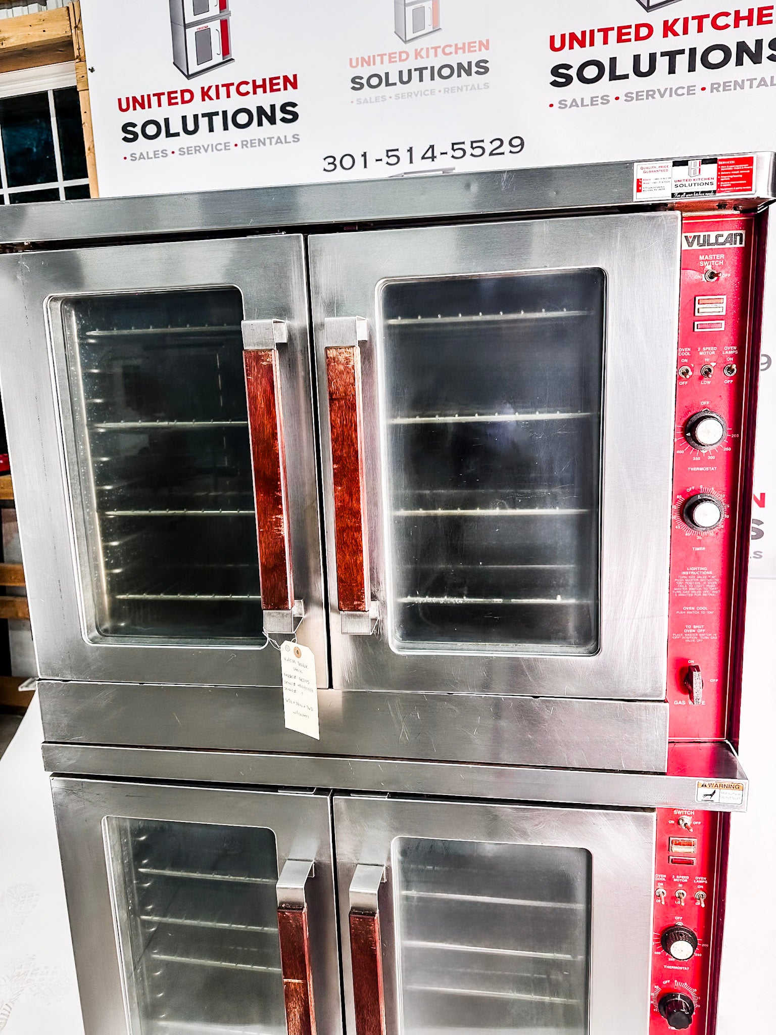Vulcan GC045 Natural Gas Double Stack Convection Oven - View-through Doors on Casters
