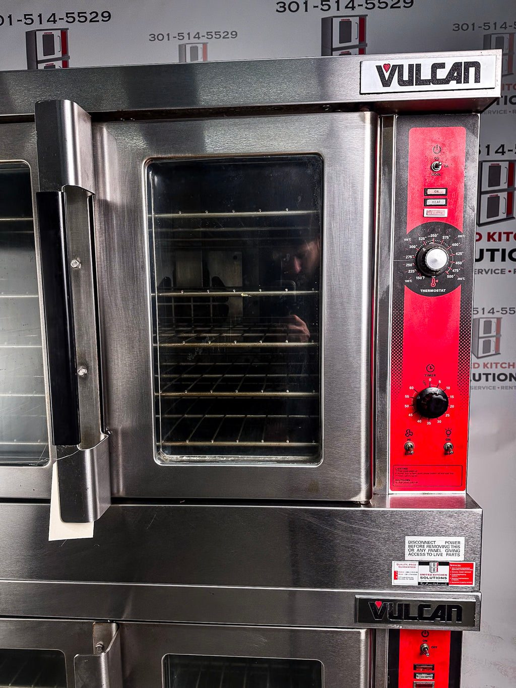 Vulcan VC4GD Natural Gas Double Stack Convection Oven - View-through doors on Casters