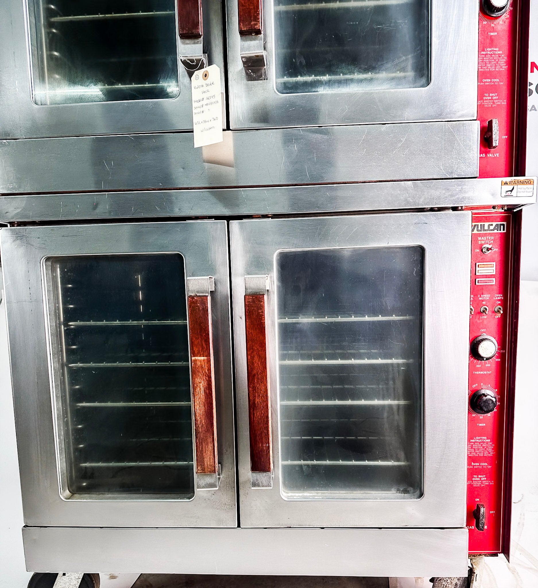 Vulcan GC045 Natural Gas Double Stack Convection Oven - View-through Doors on Casters