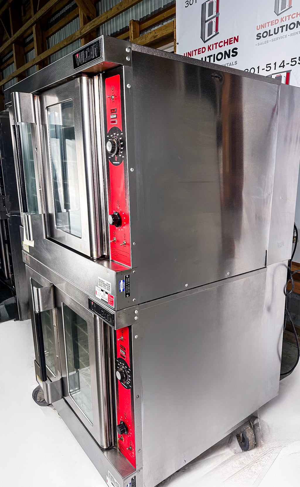 Vulcan VC4GD Natural Gas Double Stack Convection Oven - View-through doors on Casters