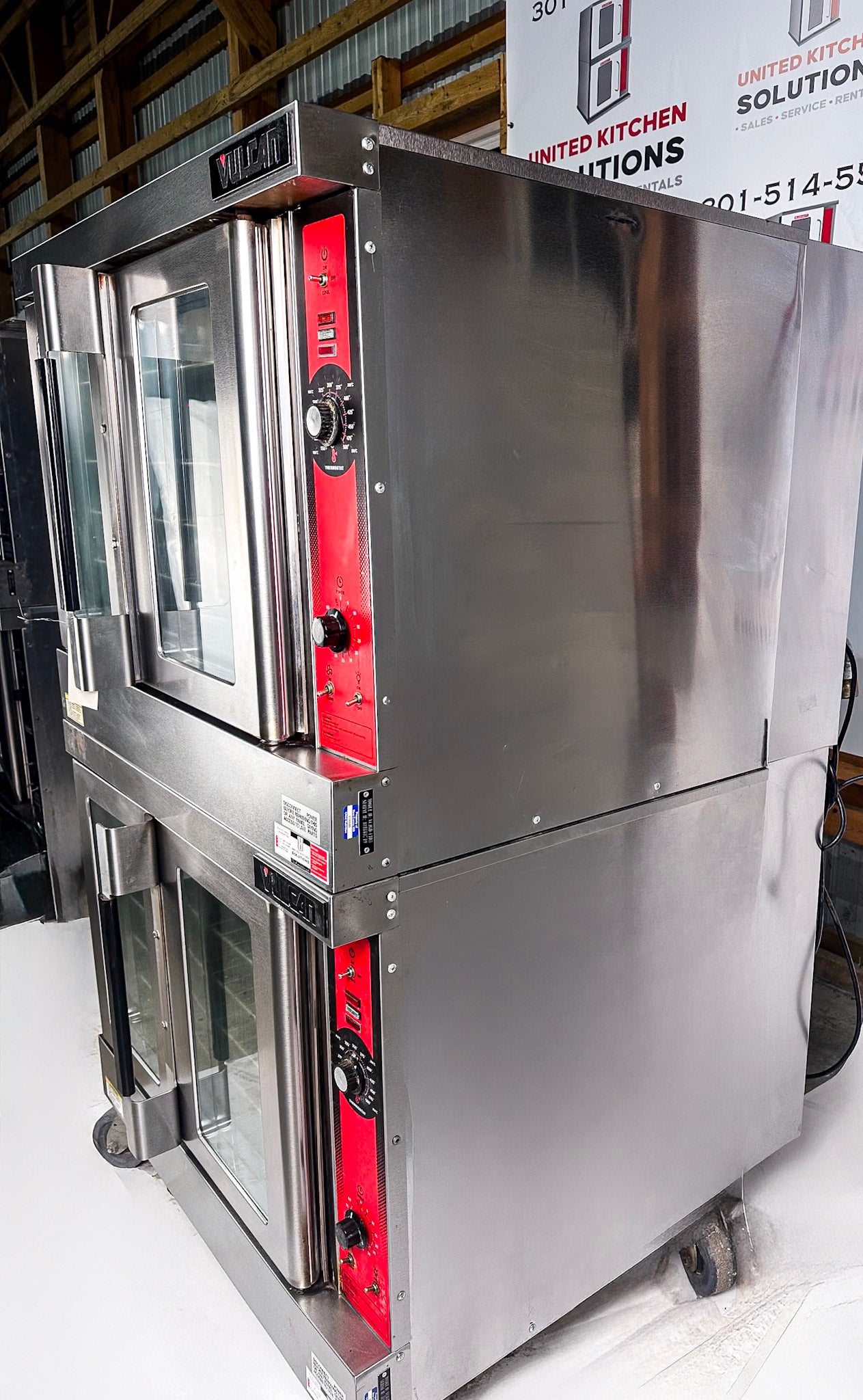 Vulcan VC4GD Natural Gas Double Stack Convection Oven - View-through doors on Casters