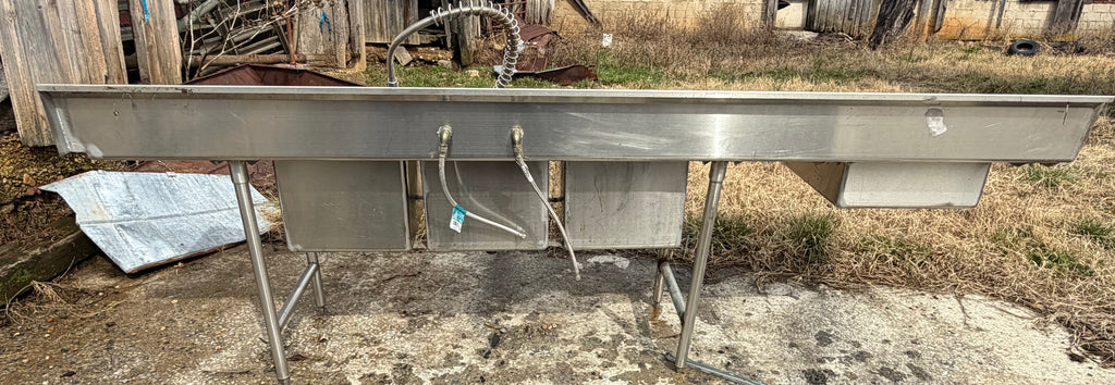 10ft 3-Compartment Sink with Faucet & Sprayer Nozzle