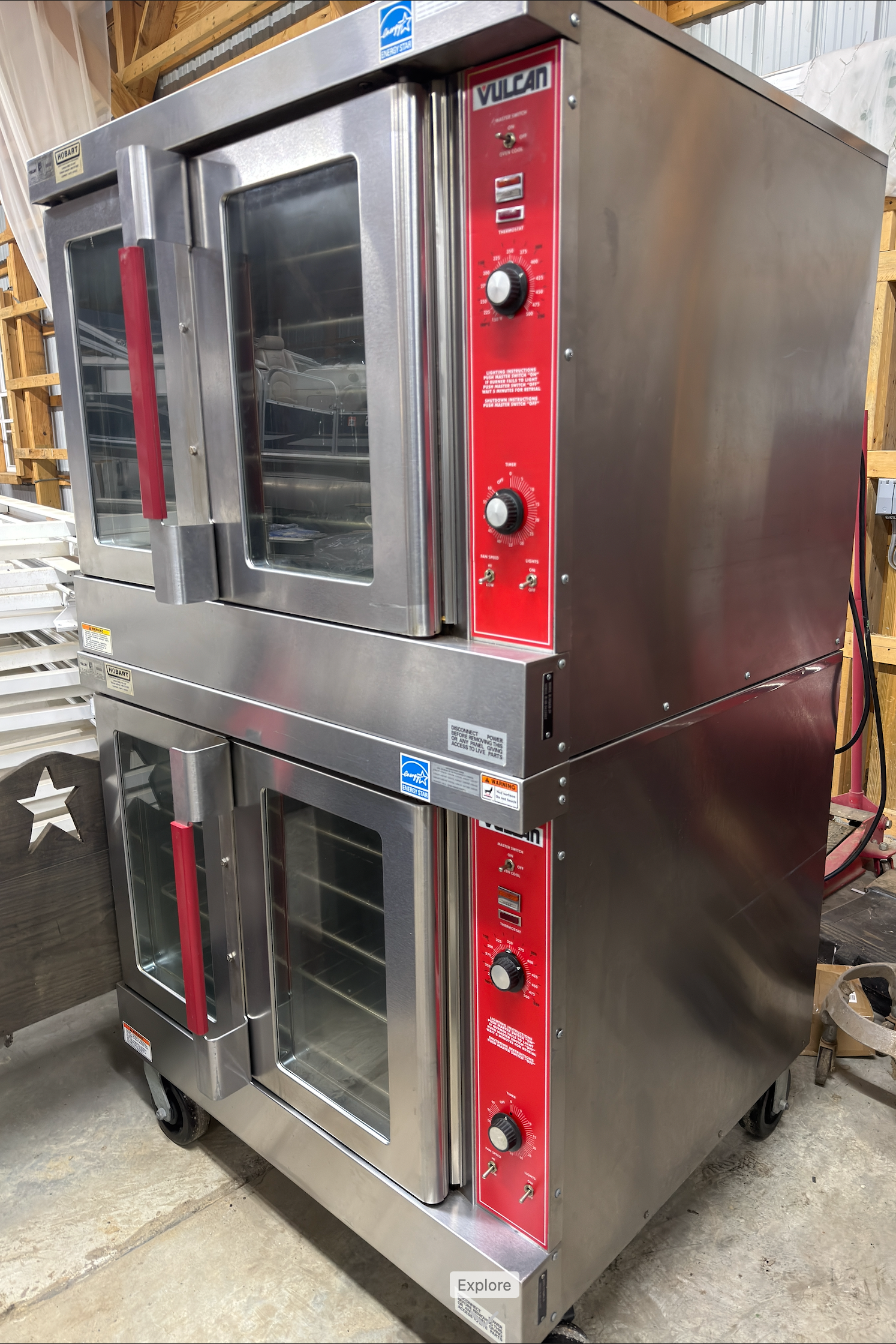 Vulcan VC6GD Natural Gas Double Stack Bakery Depth Convection Oven - View-through doors on Casters