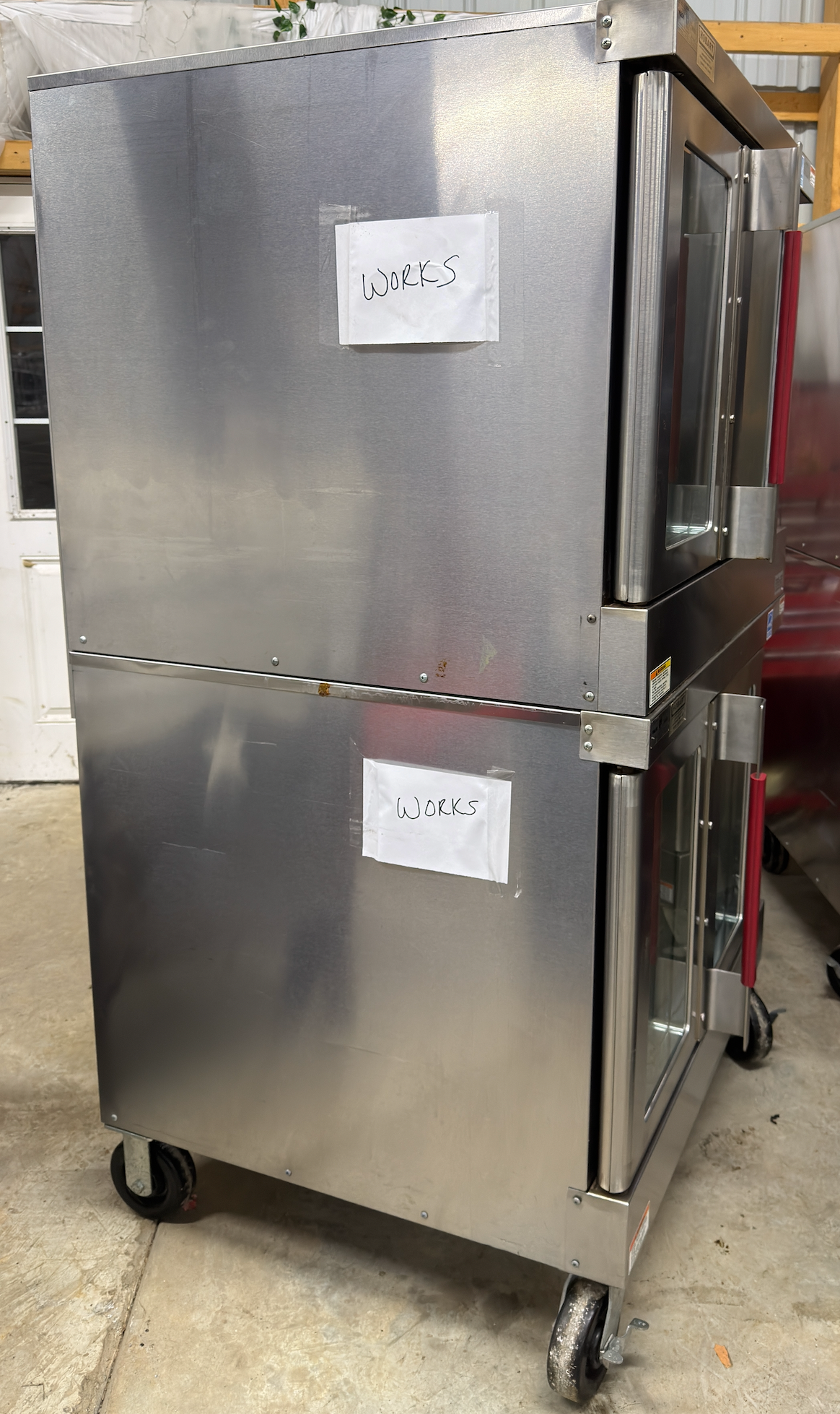Vulcan VC6GD Natural Gas Double Stack Bakery Depth Convection Oven - View-through doors on Casters